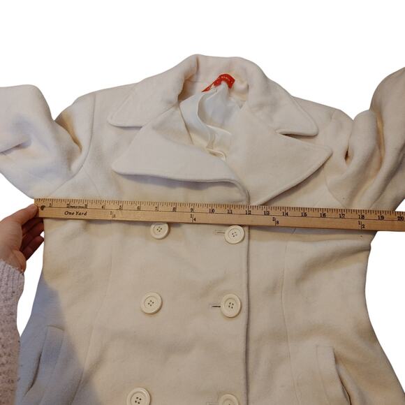 Anne Klein Size Small White Peacoat Wool Rayon Button Coat Pockets Classy - Picture 3 of 10